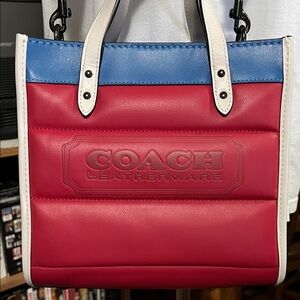 Coach Red and Blue Leather Tote
